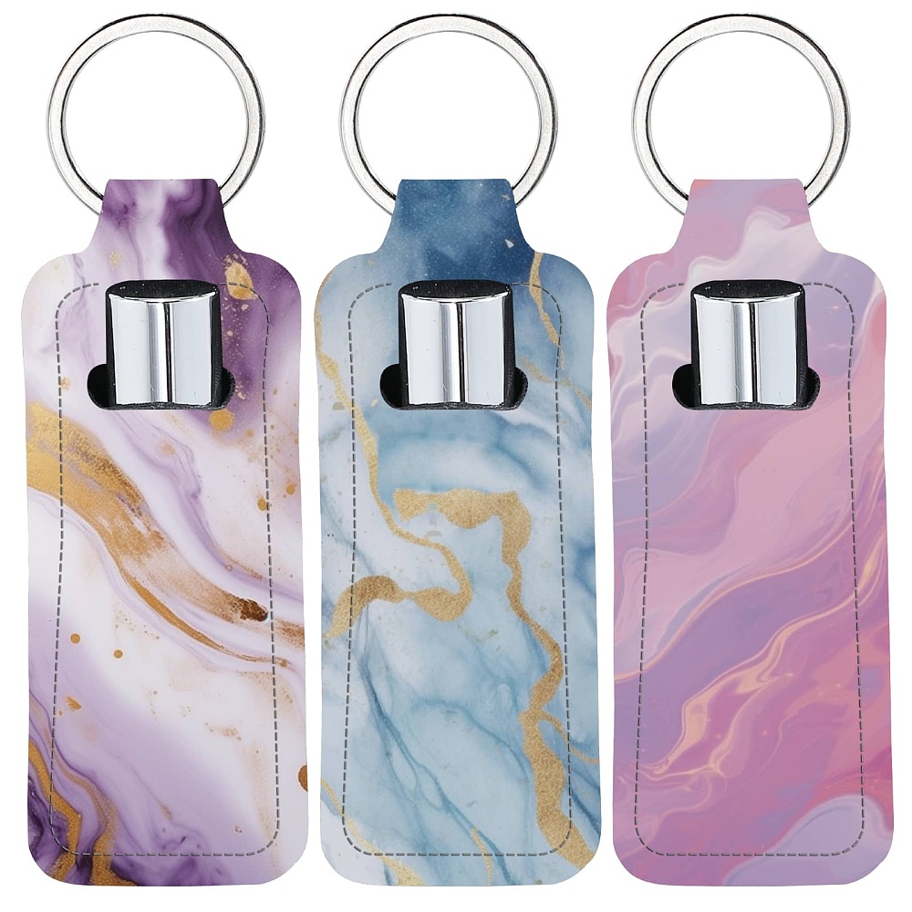 Lip Balm - Porta-Batom Chaveiro Estilo Marmorizado, Bolsa para